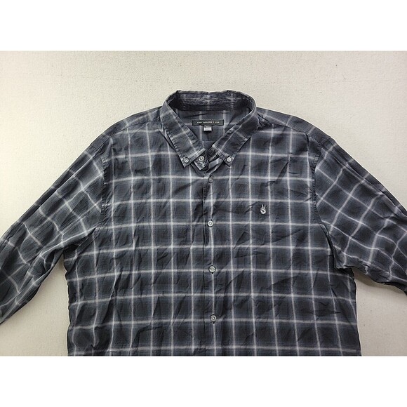 John Varvatos U.S.A Men XL Black Plaid Casual Button Down Shirt Lightweight LS - Picture 2 of 10